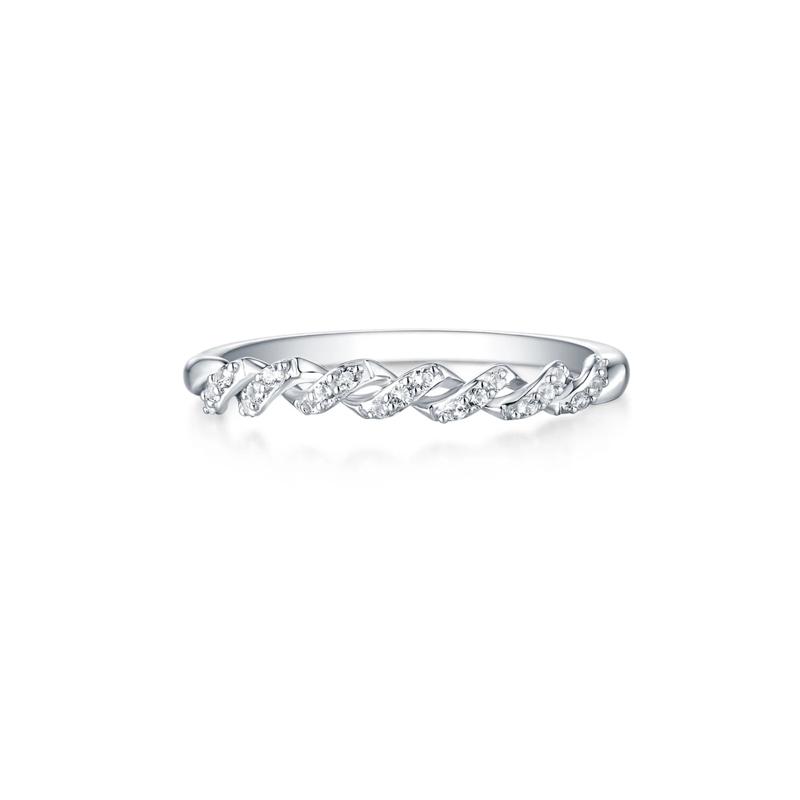 Lab Created White Sapphire Twist Ring in Sterling Silver – Image 1 of 4