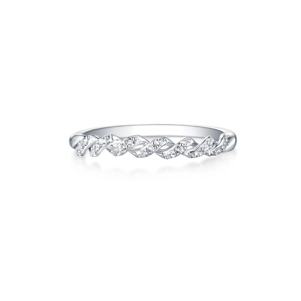 Lab Created White Sapphire Twist Ring in Sterling Silver – Image 1 of 4