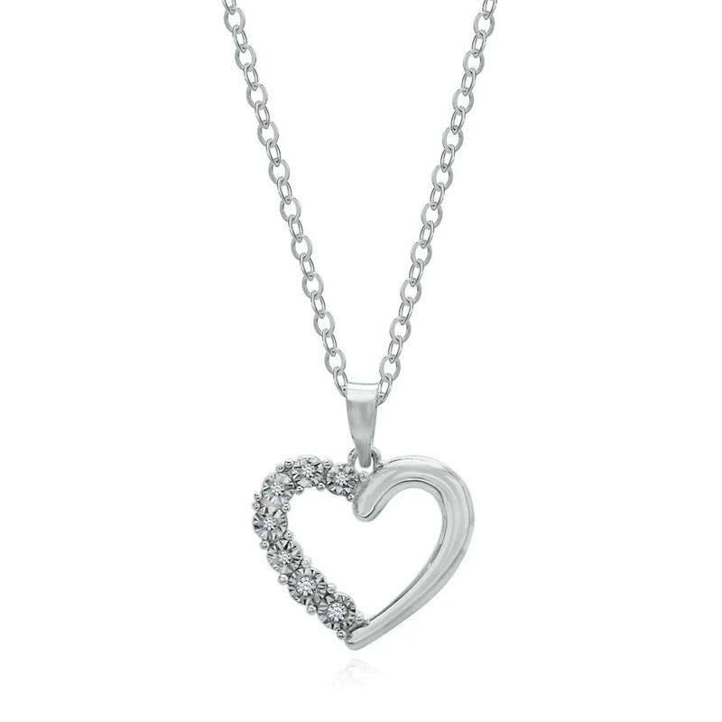 Diamond Open Heart Pendant in Sterling Silver – Image 1 of 1