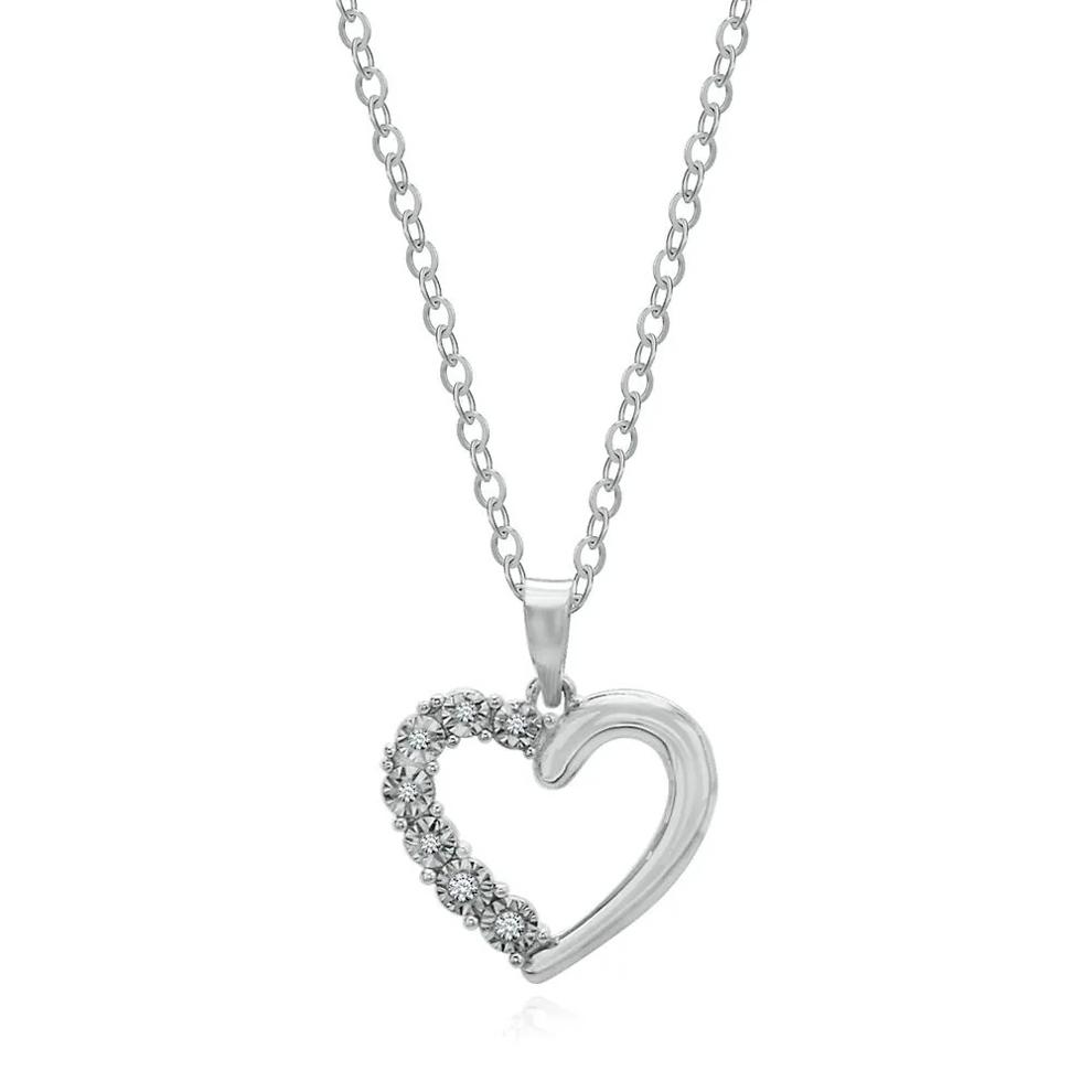Diamond Open Heart Pendant in Sterling Silver – Image 1 of 1