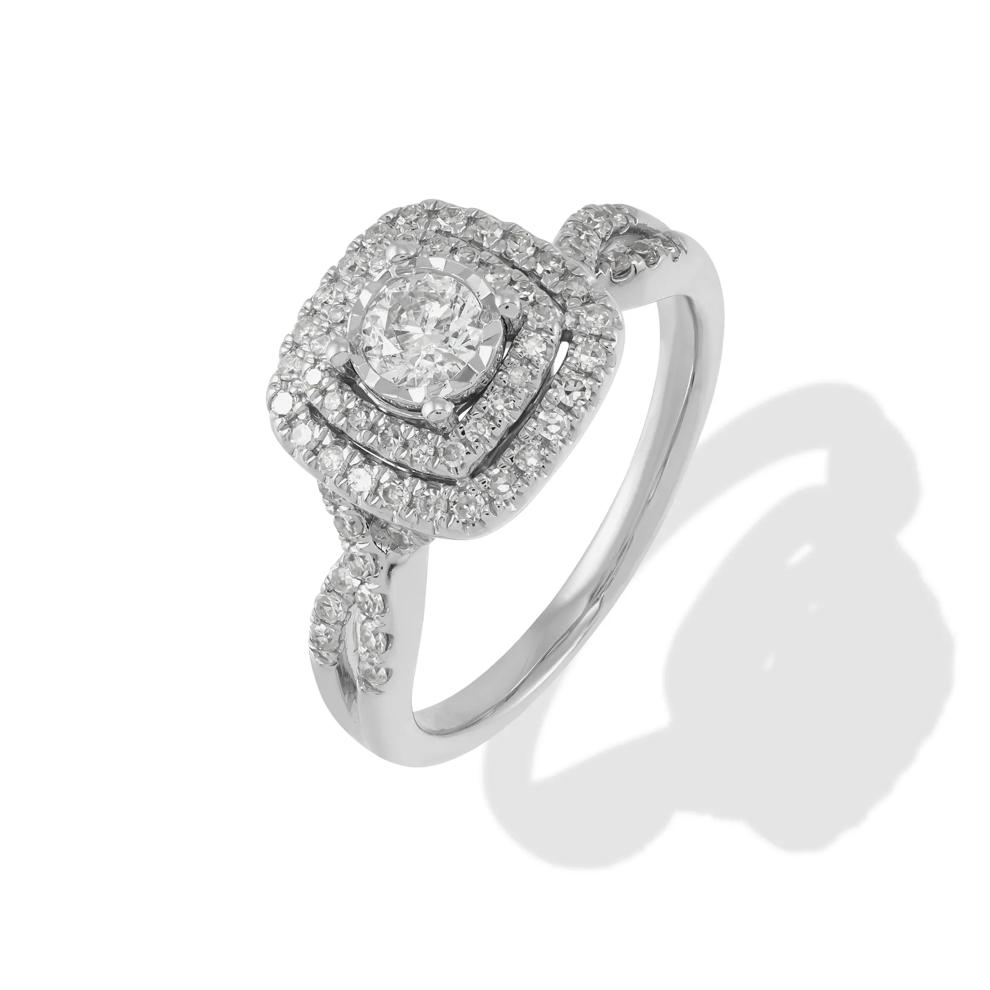 Diamond Round Center Engagement Ring in 10K White Gold (3/4 ct. tw.) – Image 4 of 4