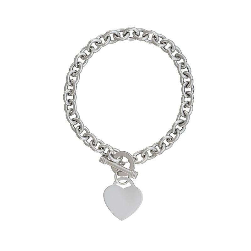 Heart Toggle Bracelet with Rolo Chain in Sterling Silver – Image 1 of 2