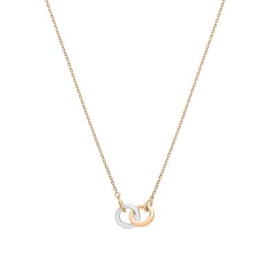 Two-Tone Linked Circle Necklace in Vermeil