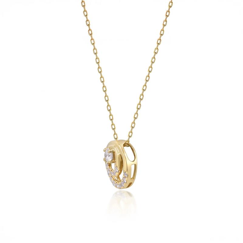 Diamond Circle Pendant in 10K Yellow Gold &#40;1/5 ct. tw.&#41; – Image 2 of 3