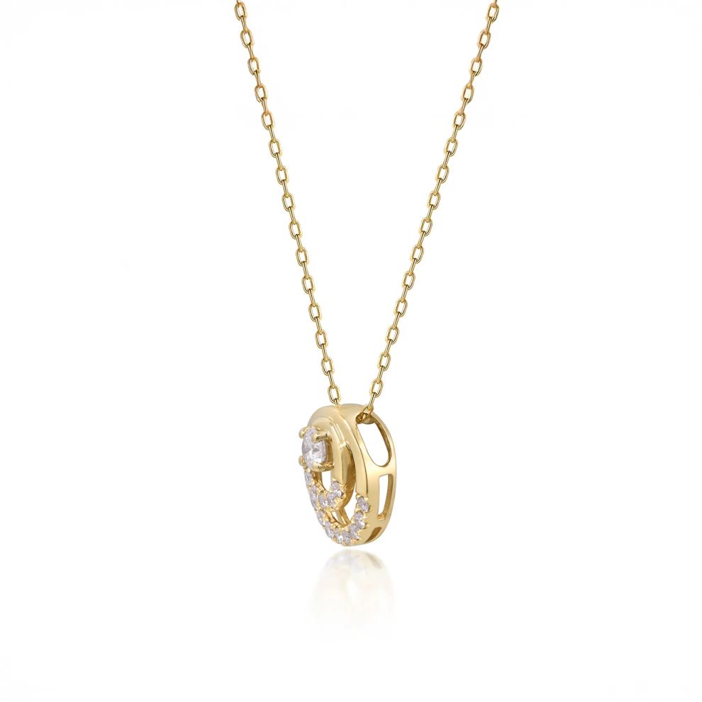 Diamond Circle Pendant in 10K Yellow Gold (1/5 ct. tw.) – Image 2 of 3