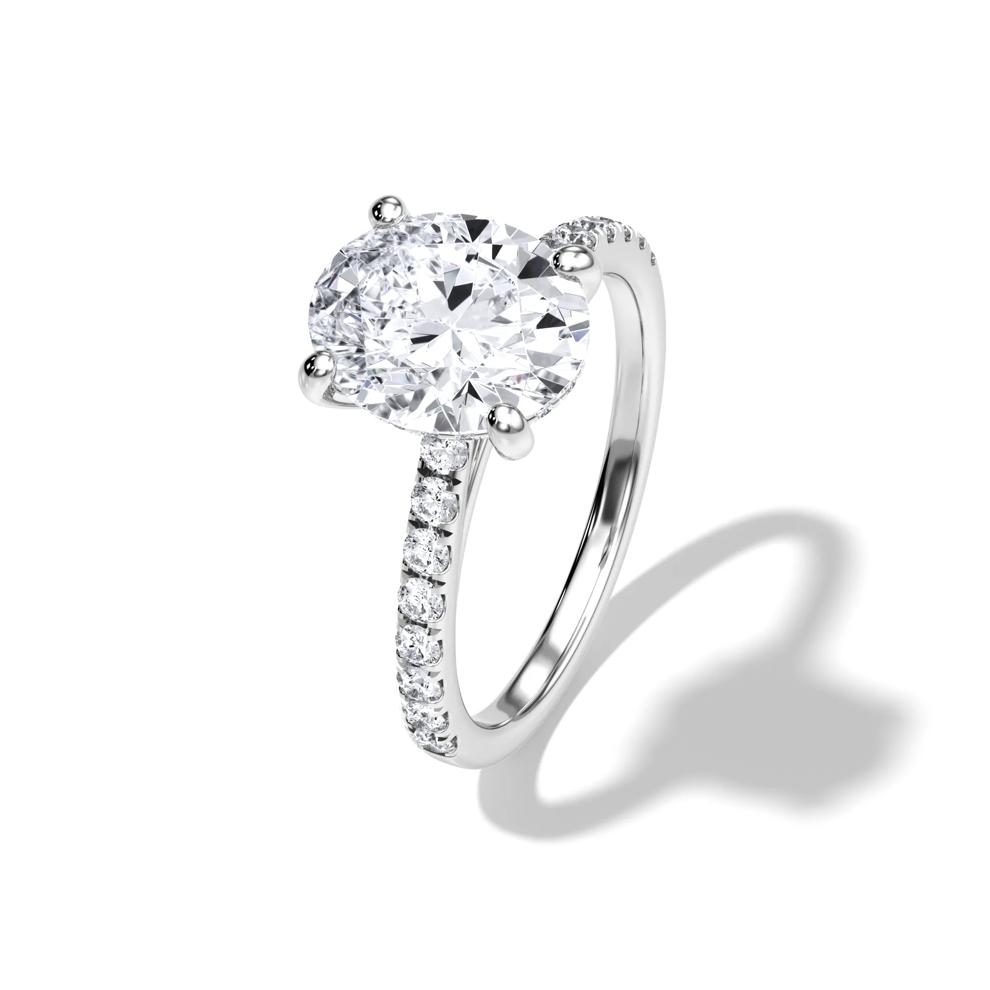 Lab Grown Diamond Oval Bridal Set in 14K White Gold (3 1/2 ct. tw.) – Image 4 of 6
