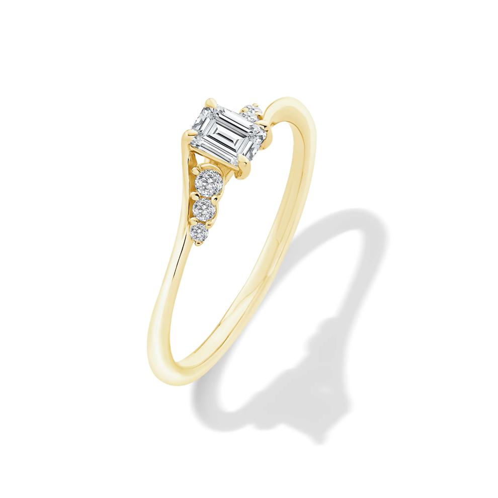 Lab Grown Diamond Emerald Center Promise Ring in 10K Yellow Gold (3/8 ct. tw.) – Image 4 of 4