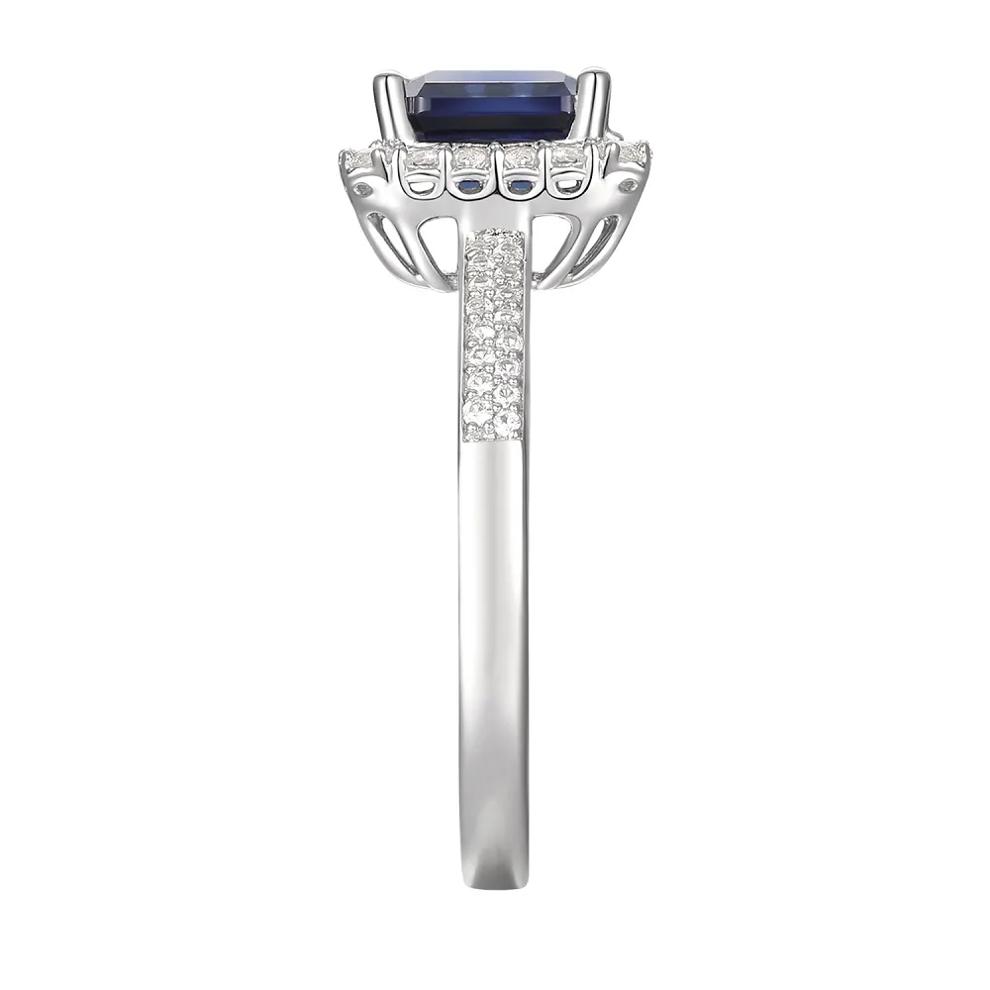 Lab Created Ceylon Sapphire Earrings, Pendant and Ring Set in Sterling Silver – Image 8 of 8