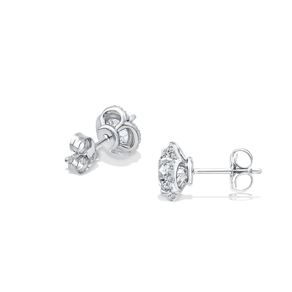 Lab Grown Diamond Fancy Halo Stud Earrings in 10K White Gold (2 1/7 ct. tw.) – Image 2 of 3