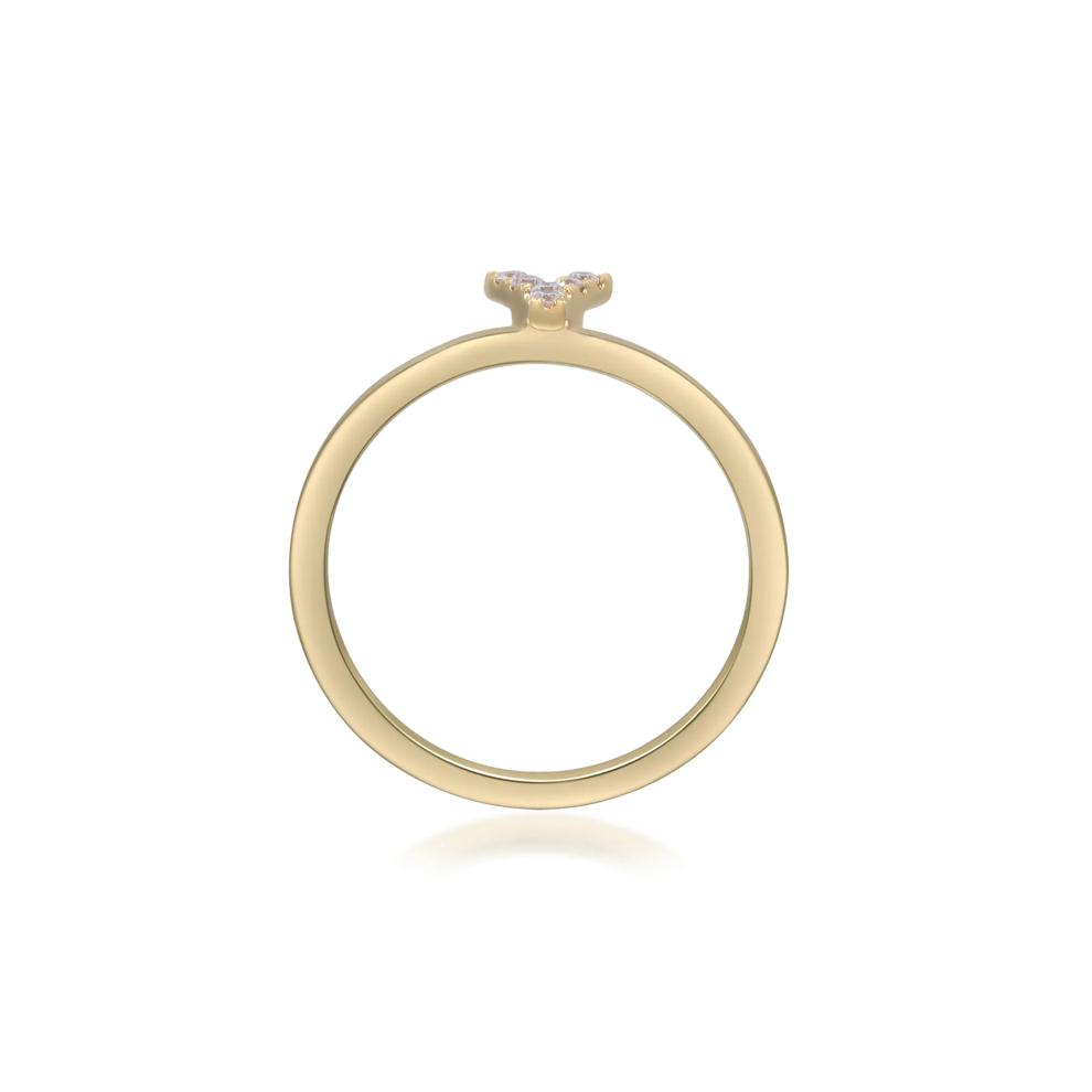 Diamond Accent "Y" Initial Ring in 10K Yellow Gold – Image 2 of 5