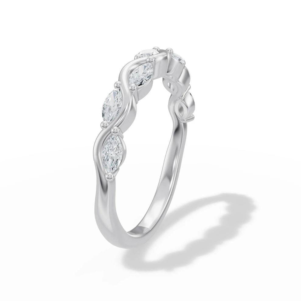 Lab Grown Diamond Marquise Wave Band in 14K White Gold (3/8 ct. tw.) – Image 3 of 4