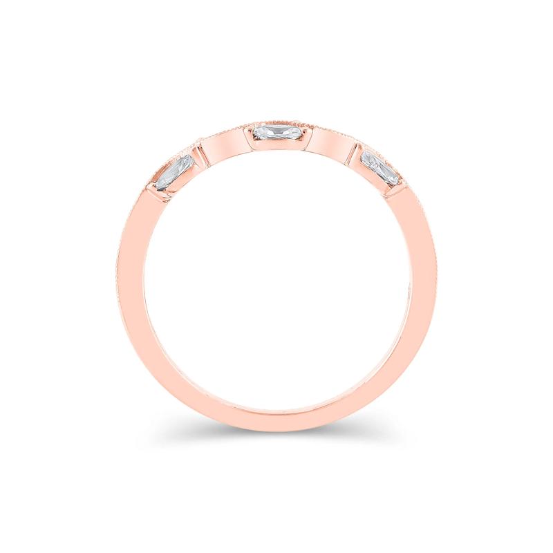 Lab Grown Diamond Marquise-Cut Milgrain Contour Band in 14K Rose Gold &#40;1/4 ct. tw.&#41; – Image 2 of 3