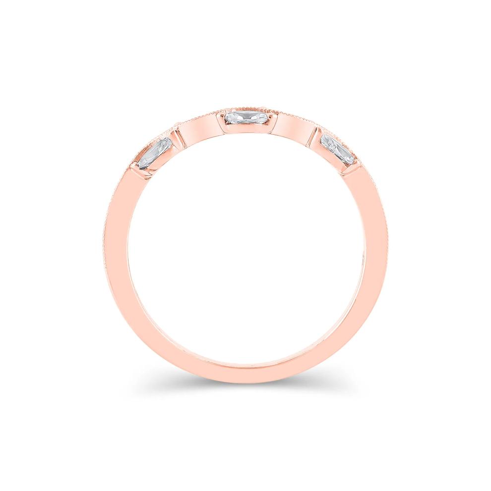 Lab Grown Diamond Marquise-Cut Milgrain Contour Band in 14K Rose Gold (1/4 ct. tw.) – Image 2 of 3