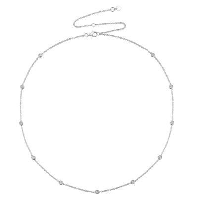 Diamond Bezel-Set Necklace in Sterling Silver (1/10 ct. tw.)
