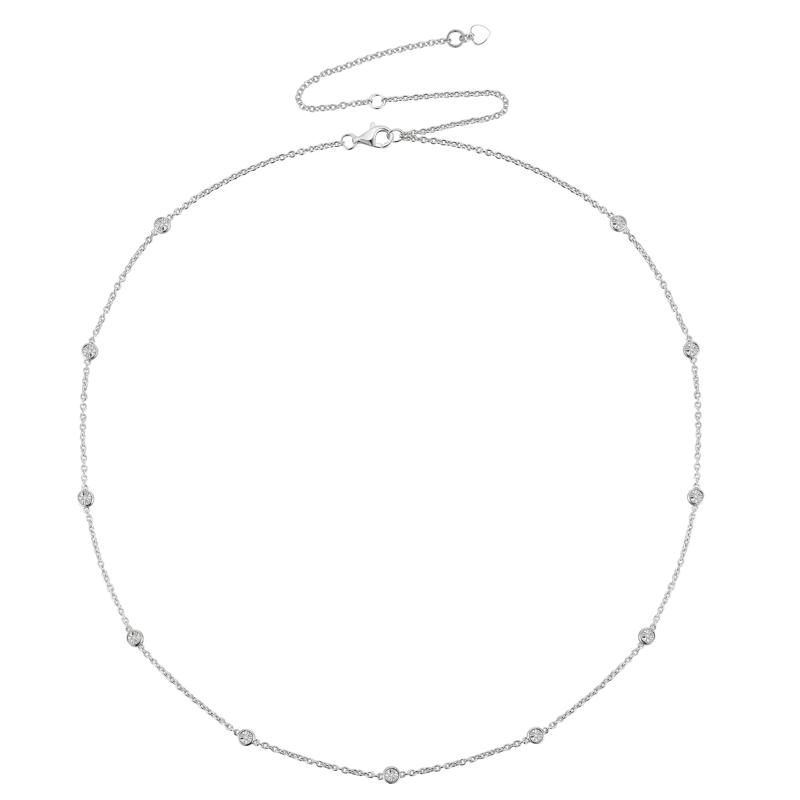 Diamond Bezel-Set Necklace in Sterling Silver &#40;1/10 ct. tw.&#41; – Image 1 of 3