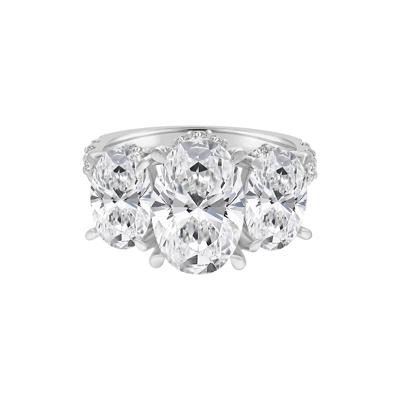 Lab Grown Diamond Oval Three-Stone Engagement Ring in Platinum (7 3/4 ct. tw.)