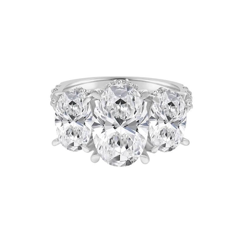 Lab Grown Diamond Oval Three-Stone Engagement Ring in Platinum &#40;7 3/4 ct. tw.&#41; – Image 1 of 4
