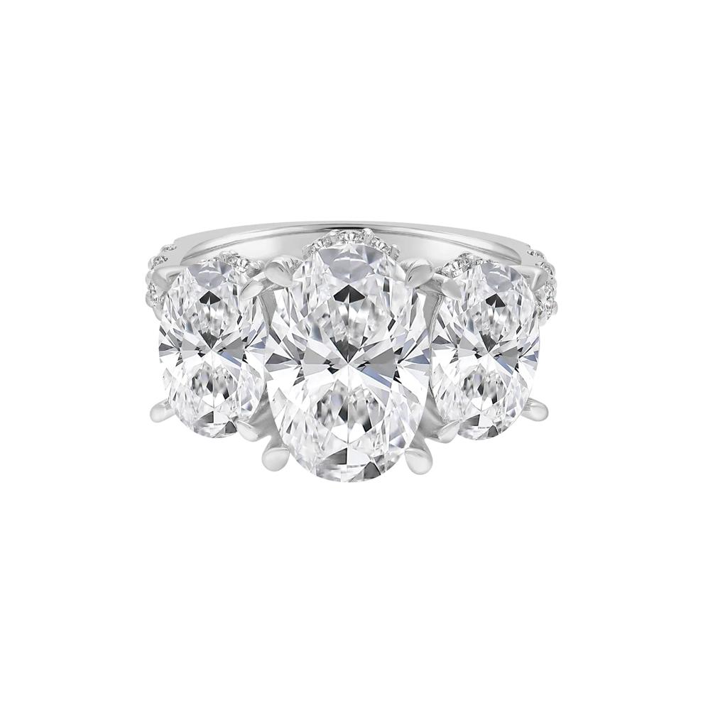 Lab Grown Diamond Oval Three-Stone Engagement Ring in Platinum (7 3/4 ct. tw.) – Image 1 of 4
