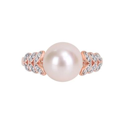 Freshwater Pearl & 1/2 ct. tw. Diamond Ring in 10K Rose Gold