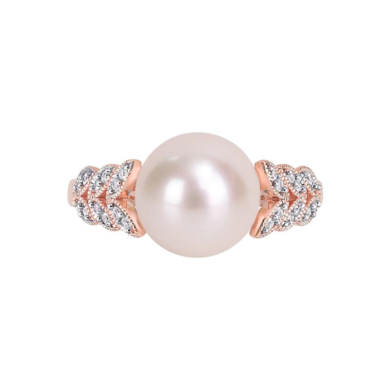 Freshwater Pearl &amp; 1/2 ct. tw. Diamond Ring in 10K Rose Gold – Image 1 of 5