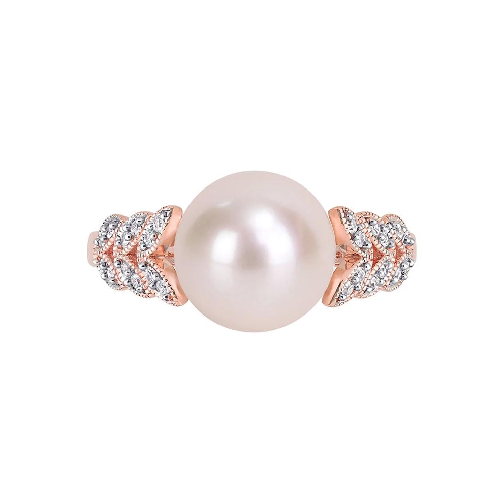 Freshwater Pearl &amp; 1/2 ct. tw. Diamond Ring in 10K Rose Gold – Image 1 of 5