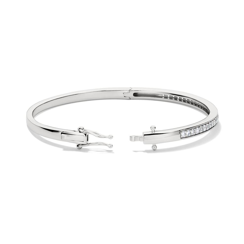 Lab-Created White Sapphire Bangle Bracelet in Sterling Silver – Image 2 of 2
