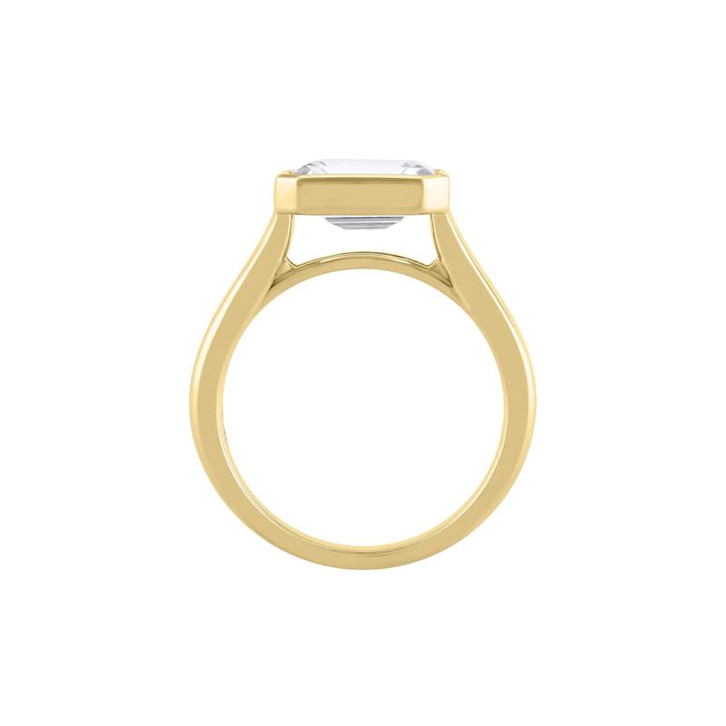 Lab Grown Diamond East-West Emerald-Cut Engagement Ring in 18K Yellow Gold &#40;3 ct. tw.&#41; – Image 2 of 3
