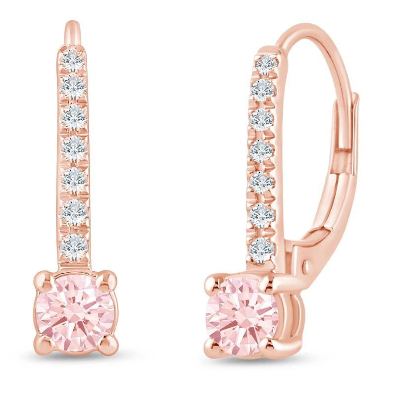 Lab Grown Pink and White Diamond Drop Earrings in 14K Rose Gold &#40;1/2 ct. tw.&#41; – Image 1 of 1