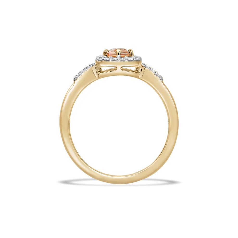 Morganite &amp; Diamond Halo Ring in 10K Yellow Gold (1/7 ct. tw.) – Image 3 of 4