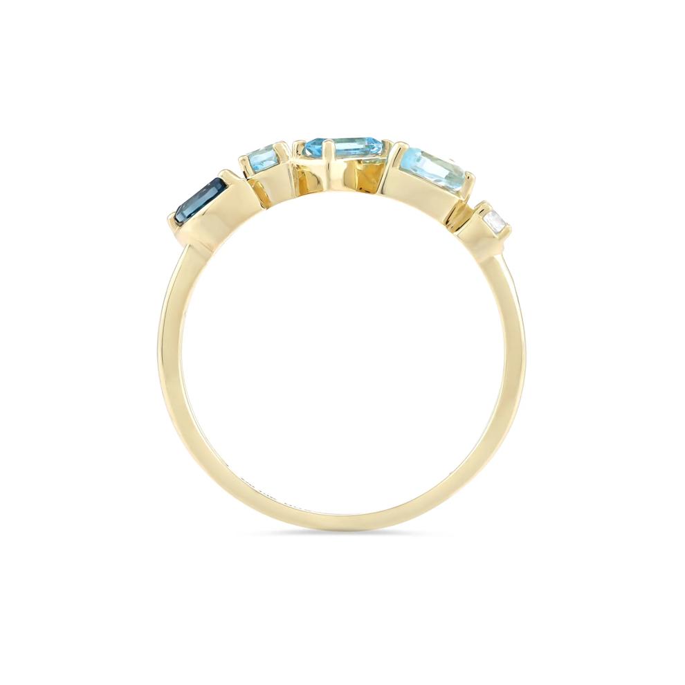 Mixed Blue Topaz &amp; Lab-Created White Sapphire Band Ring in 10K Yellow Gold – Image 2 of 4