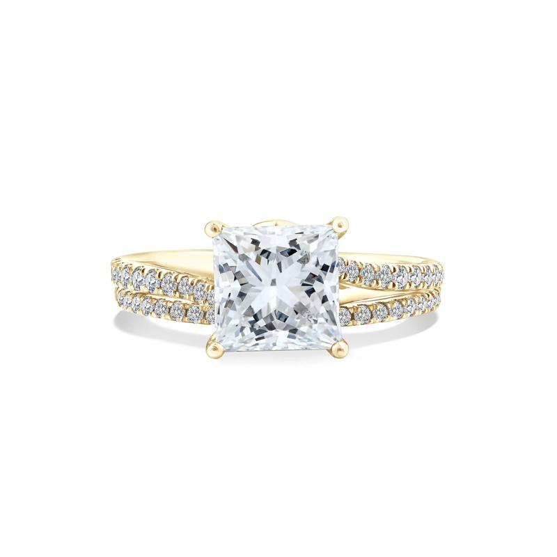 Lab Grown Diamond Princess-Cut Engagement Set in 18K Yellow Gold (3 ct. tw.) – Image 1 of 6