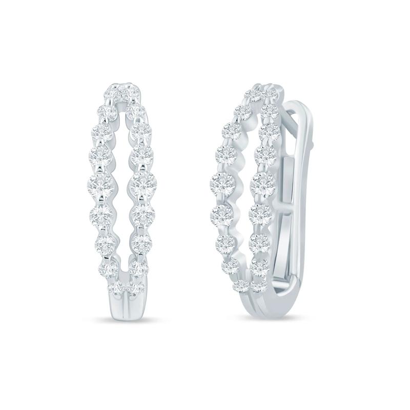 Lab Grown Diamond Double Row Hoop Earrings in 10K White Gold &#40;1/2 ct. tw.&#41; – Image 1 of 1