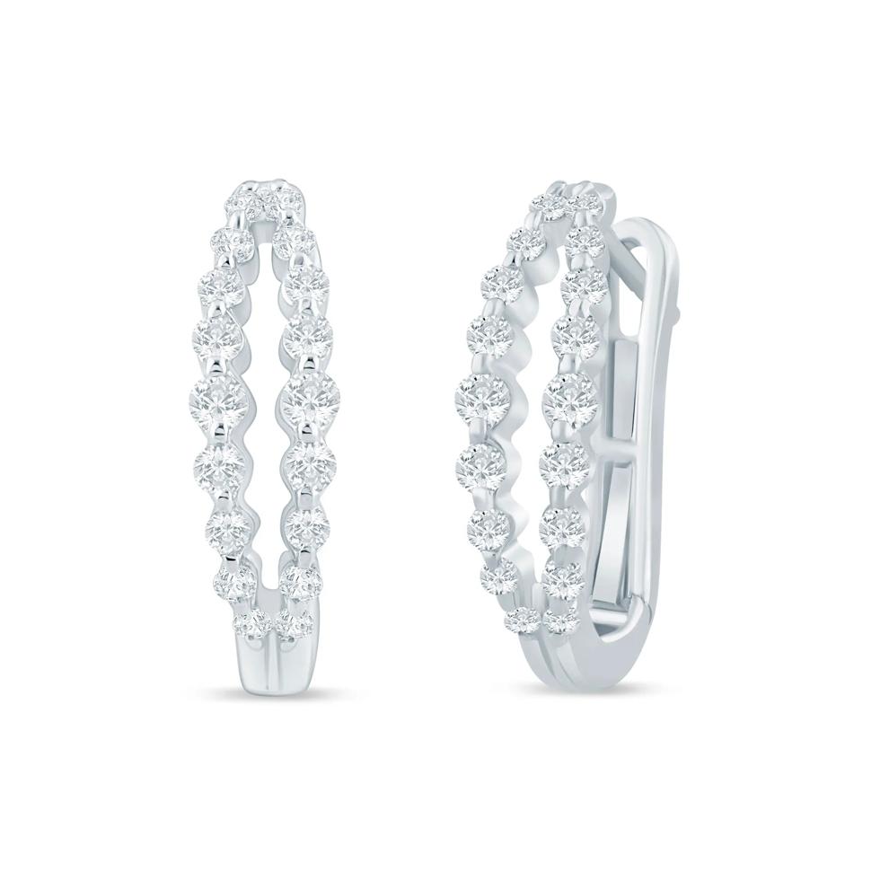 Lab Grown Diamond Double Row Hoop Earrings in 10K White Gold (1/2 ct. tw.) – Image 1 of 1