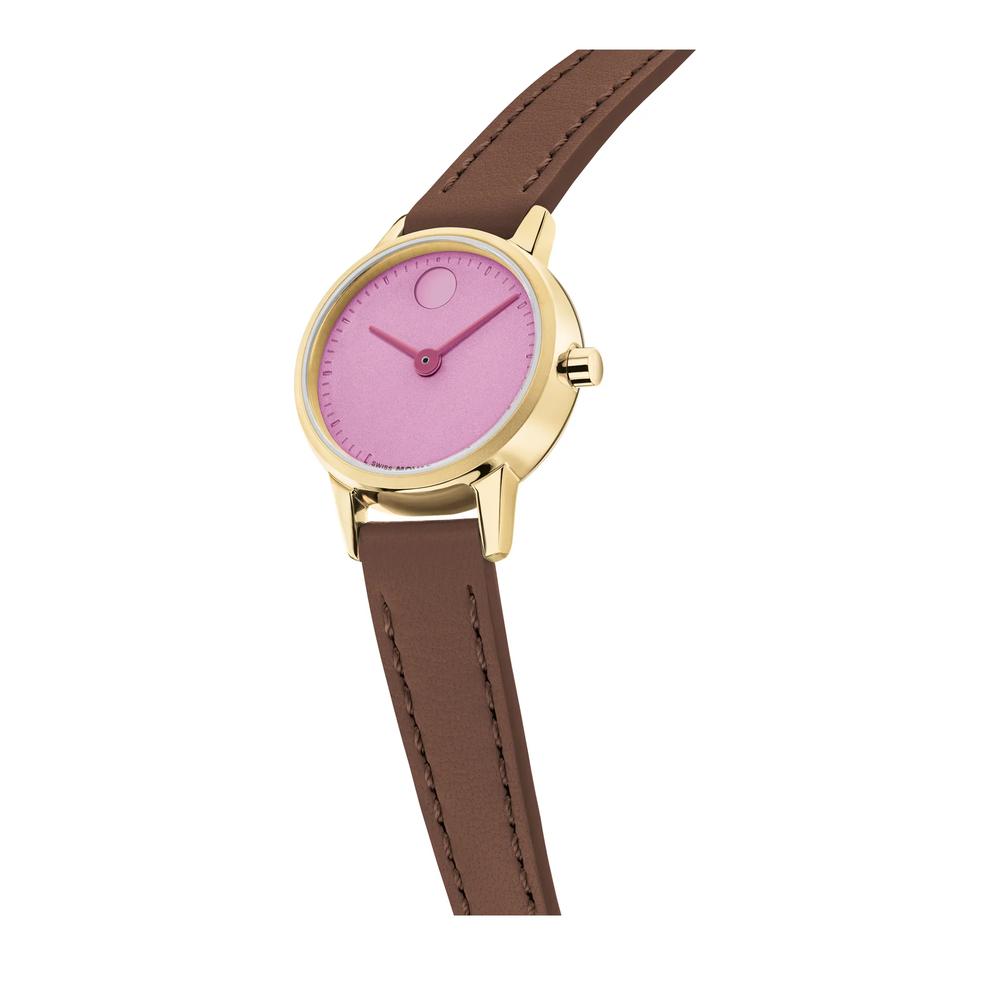 Ladies' Baby Face Watch With Brown Leather Strap in Gold-Tone Stainless Steel, 23mm – Image 2 of 3