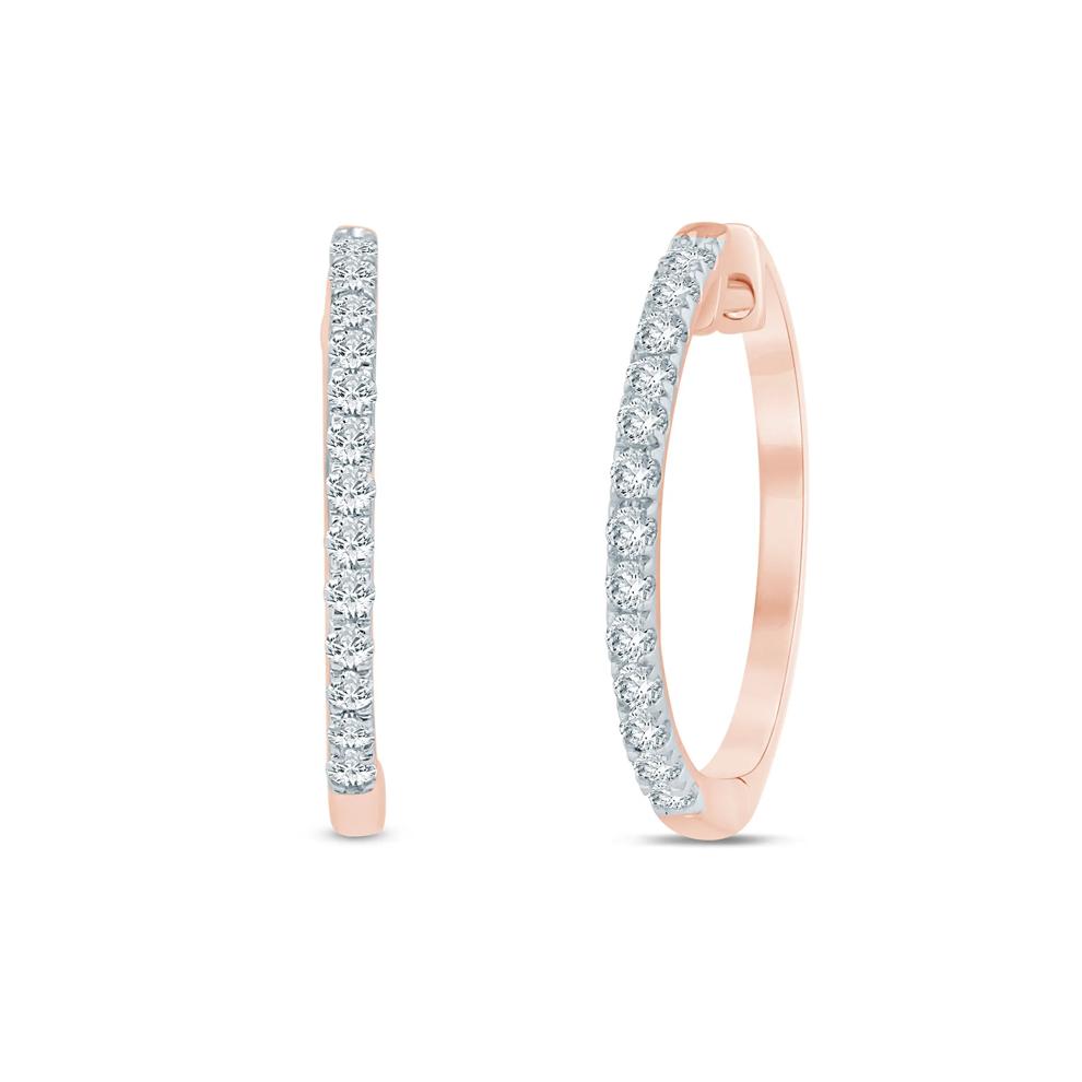 Lab Grown Diamond Hinged-Back Hoop Earrings in 10K Rose Gold (1/4 ct. tw.) – Image 1 of 1