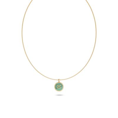 Men's Malachite Arrow Design Disc Pendant Necklace in 18K Gold Vermeil