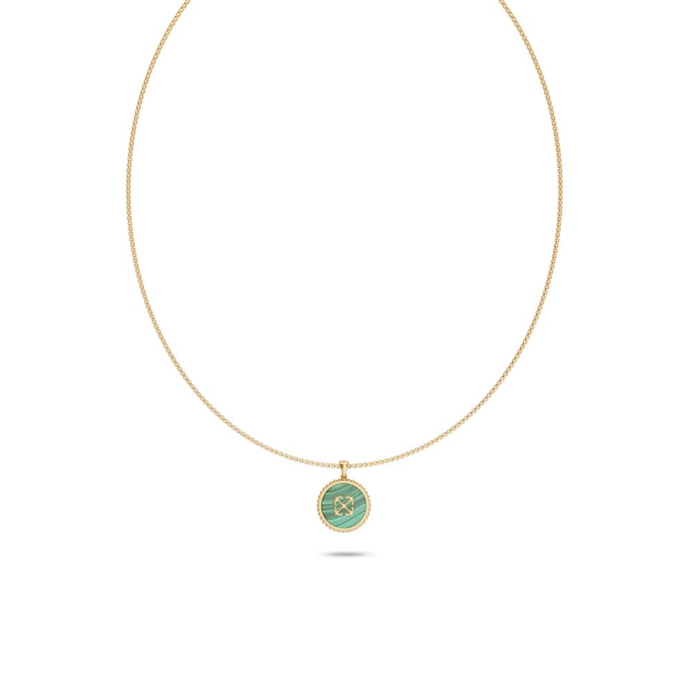 Men's Malachite Arrow Design Disc Pendant Necklace in 18K Gold Vermeil – Image 1 of 4
