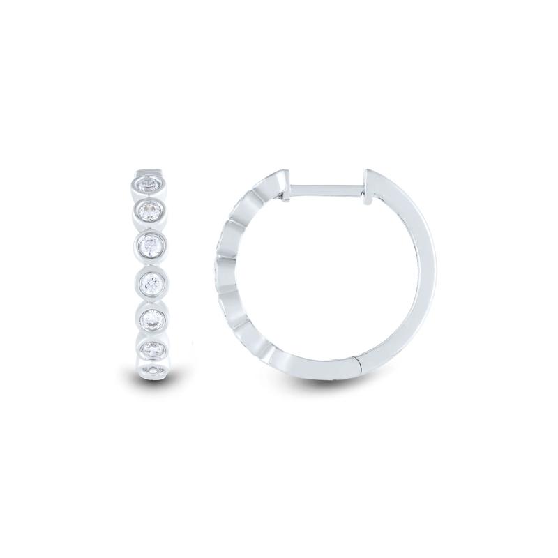 Lab Grown Diamond Bezel-Set Hoop Earrings in 14K White Gold &#40;1/3 ct. tw.&#41; – Image 2 of 2