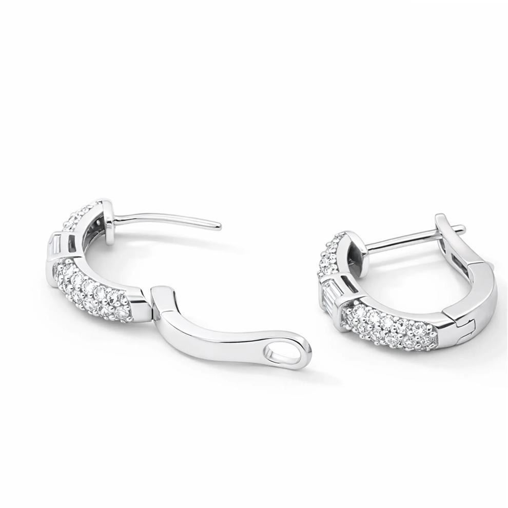 Diamond Pav&eacute; Hoop Earrings in 10K White Gold (1/2 ct. tw.) – Image 2 of 2