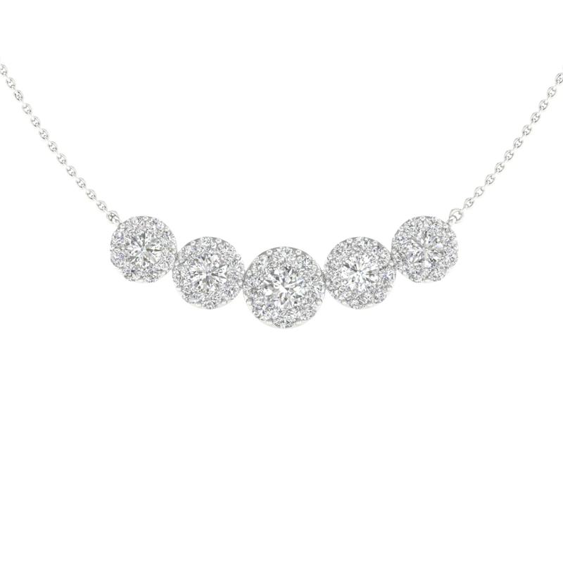 Lab Grown Diamond Five-Halo Necklace in 14K White Gold &#40;2 ct. tw.&#41; – Image 1 of 4