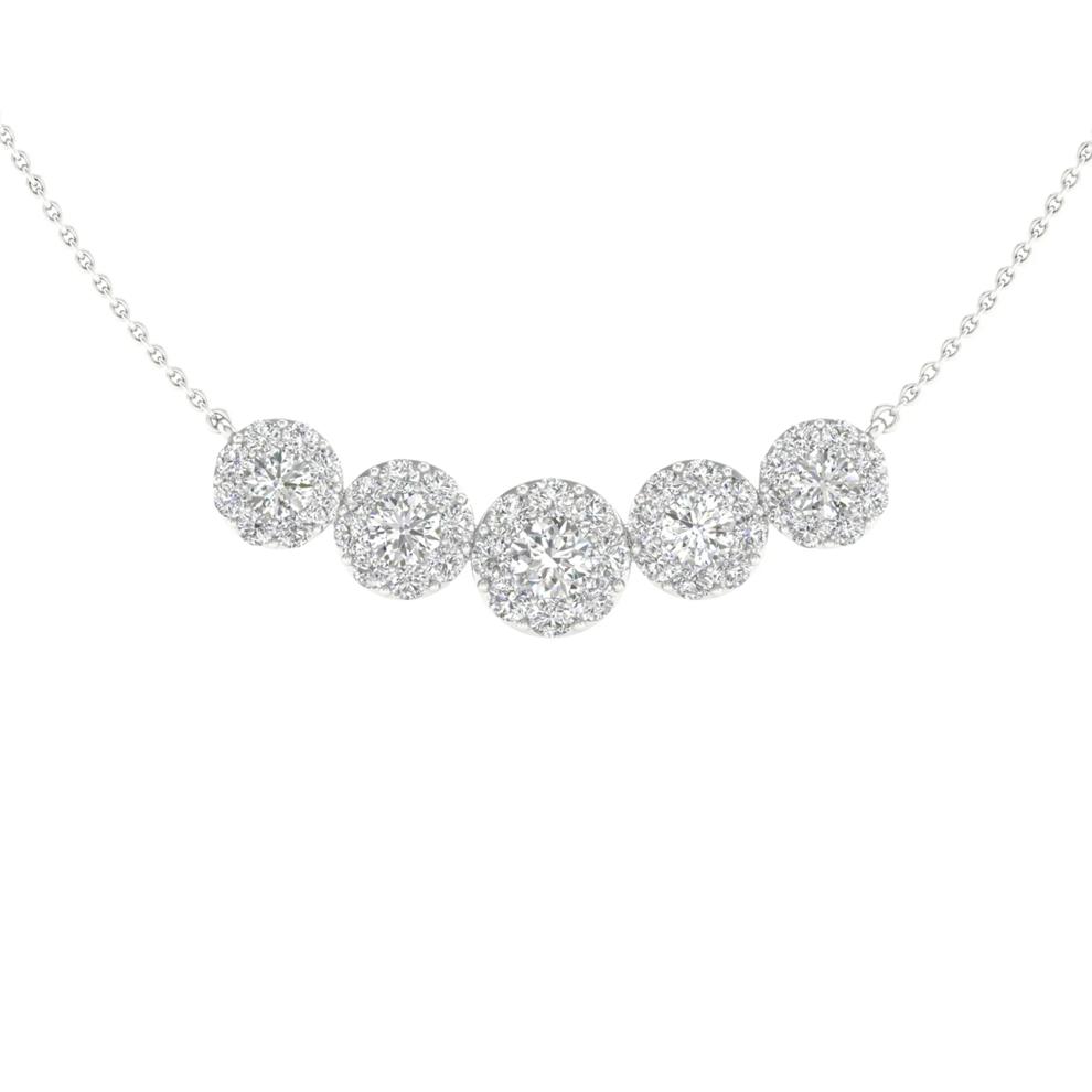 Lab Grown Diamond Five-Halo Necklace in 14K White Gold (2 ct. tw.) – Image 1 of 4
