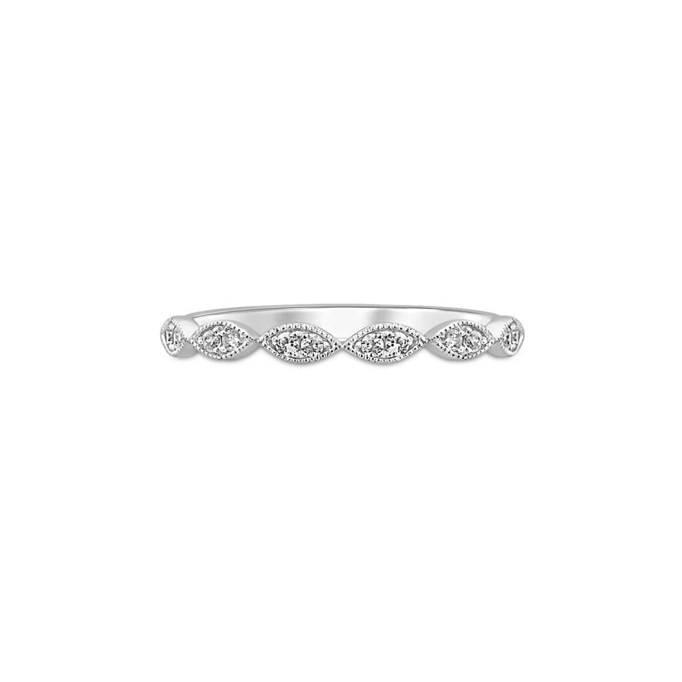 Milgrain Anniversary Band with Diamonds in 10K White Gold (1/7 ct. tw.) – Image 1 of 3