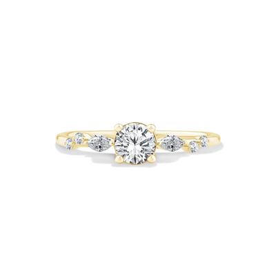 Diamond Round Center Engagement Ring in 10K Gold