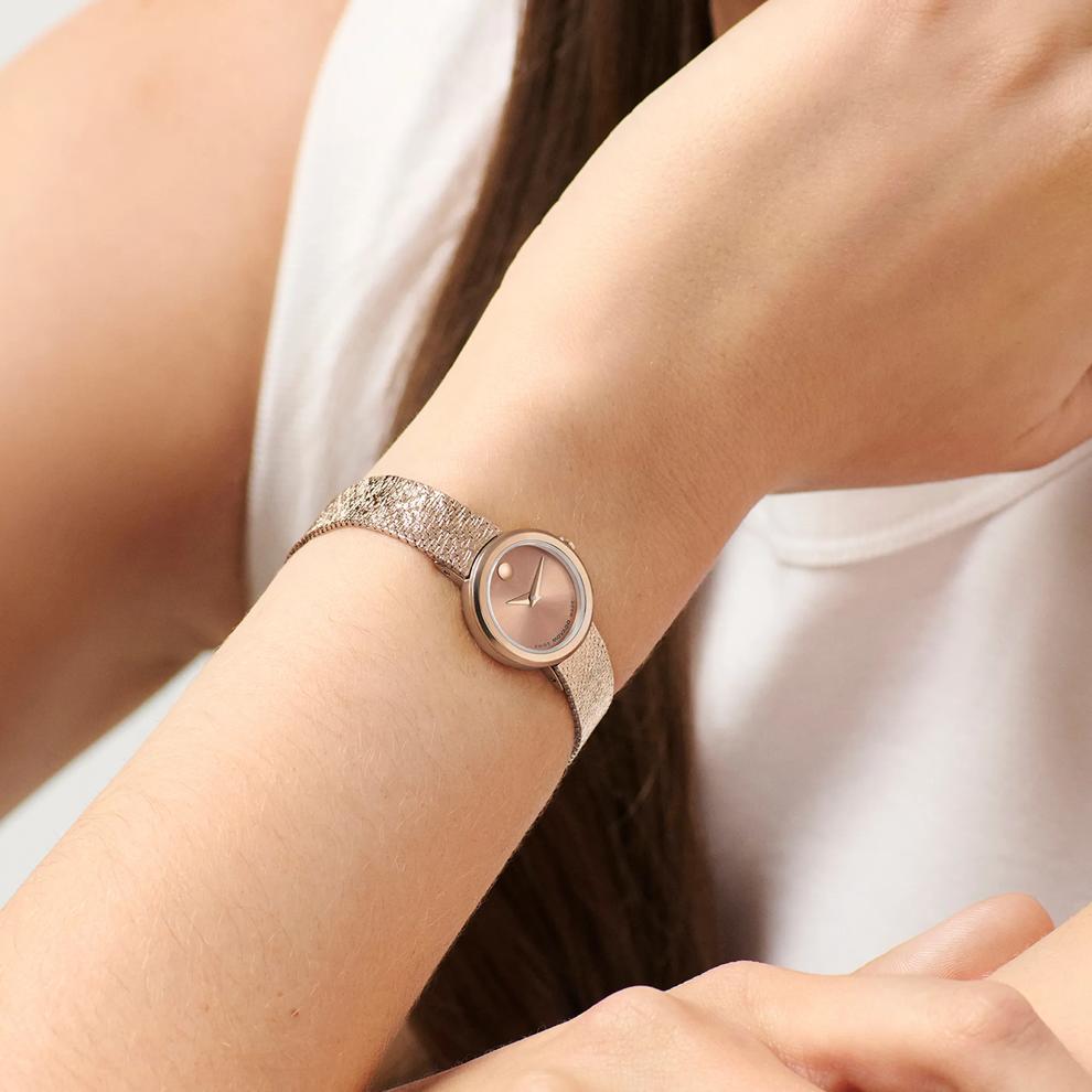 Ladies' Museum Velura Mini Watch in Rose-Tone Stainless Steel and Milanese Mesh  – Image 4 of 4