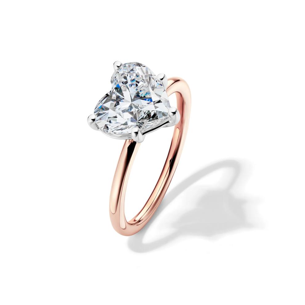 Lab Grown Diamond Heart-Shaped Solitaire Ring in 14K Rose &amp; White Gold (3 ct.) – Image 4 of 4