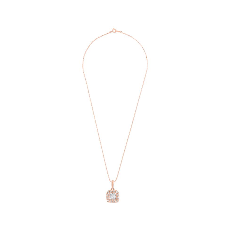 Diamond Princess-Cut Halo Pendant in 10K Rose Gold (1/4 ct. tw.) – Image 3 of 4