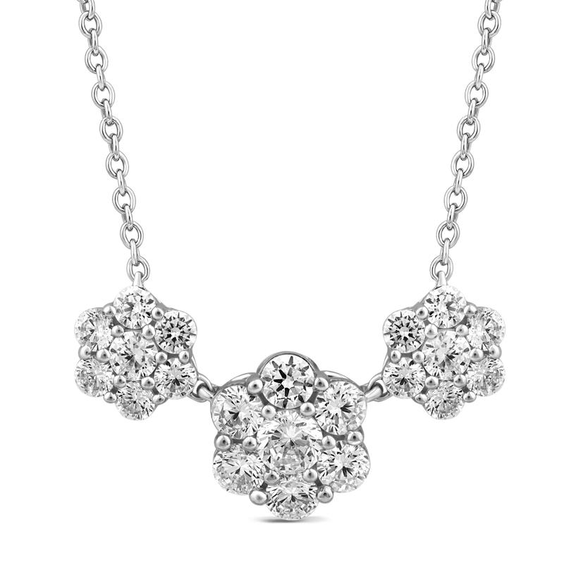 Lab Grown Diamond Cluster Pendant in 10K White Gold &#40;1 1/2 ct. tw.&#41; – Image 1 of 2