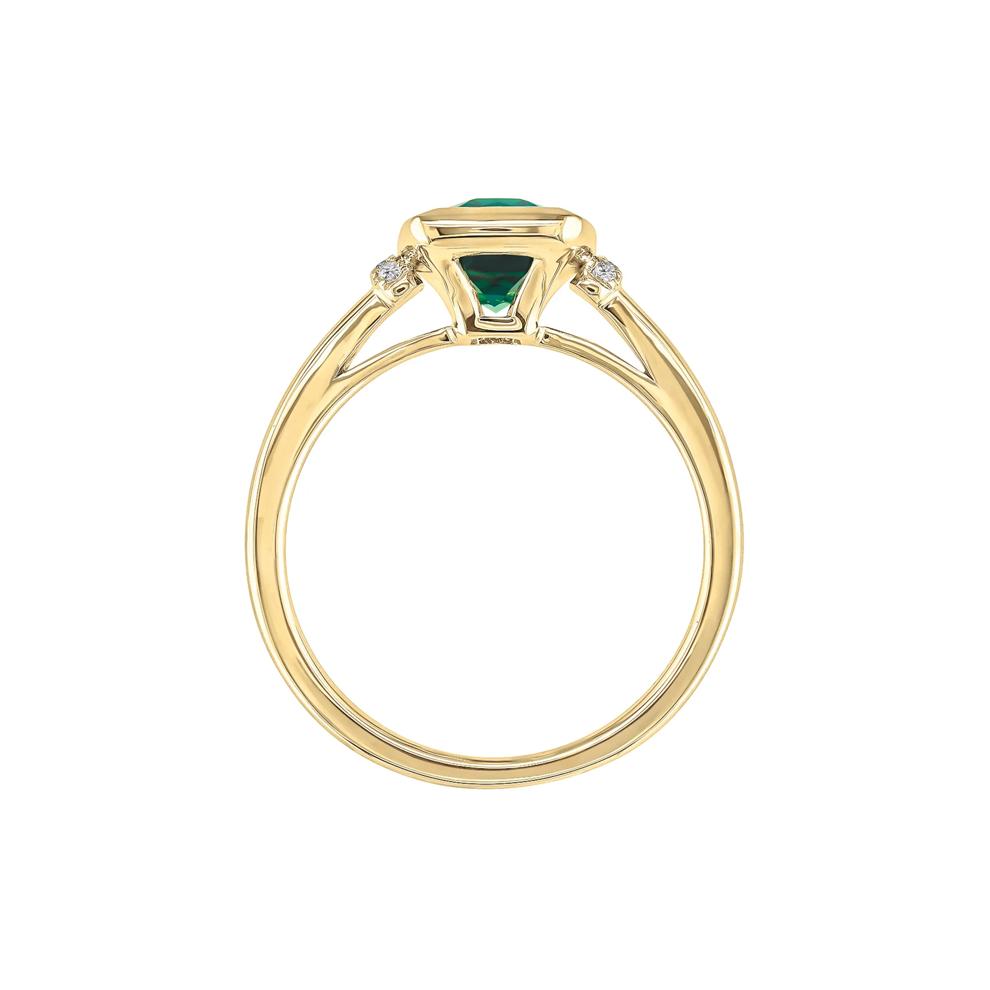 Lab-Created Emerald and Diamond Accent Ring in 10K Yellow Gold – Image 2 of 3