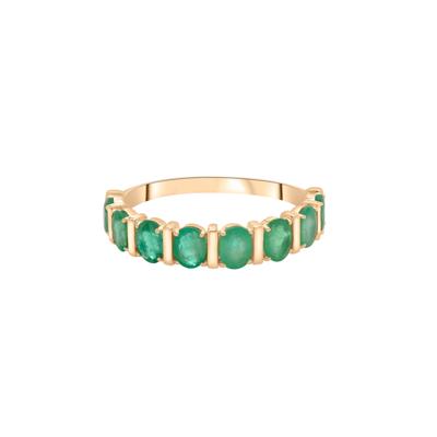 Emerald Faux-Channel Band in 10K Yellow Gold