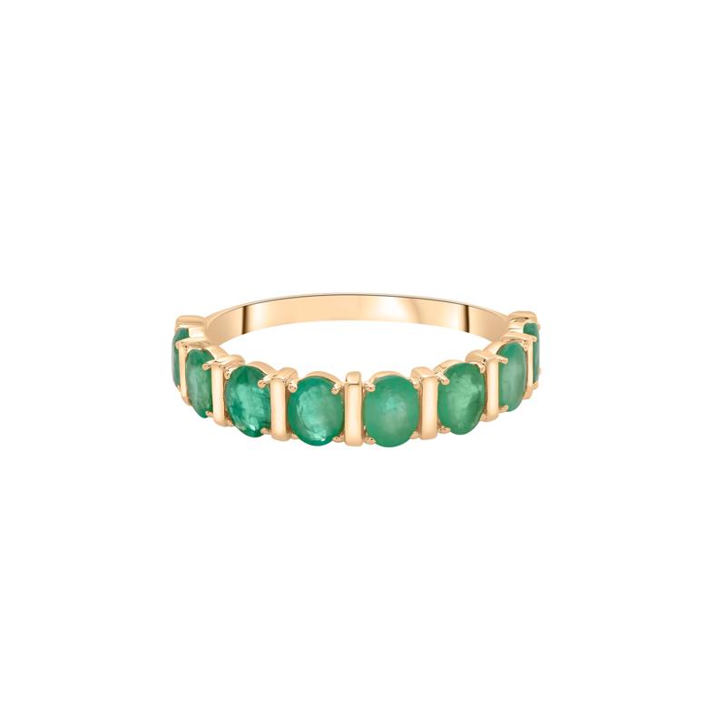 Emerald Faux-Channel Band in 10K Yellow Gold – Image 1 of 5